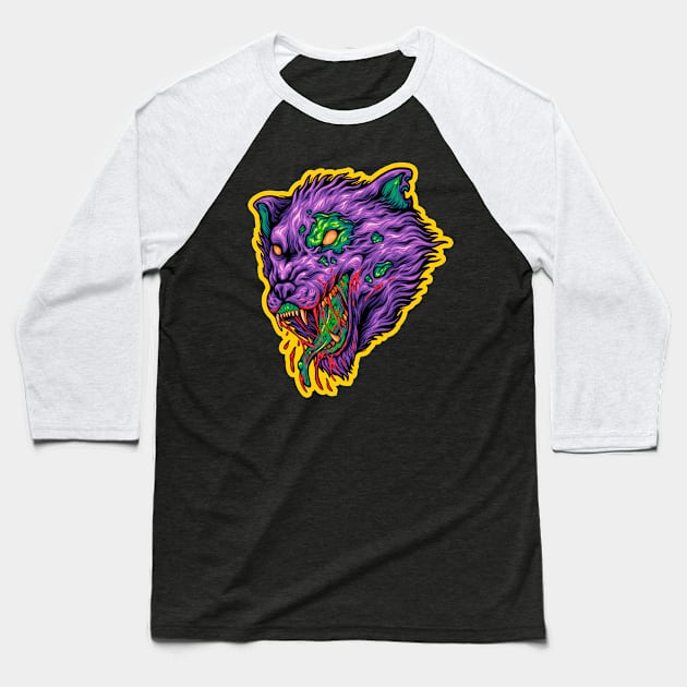 Zombie Wolf Scary Zombie Wolf Baseball T-Shirt by GRADA